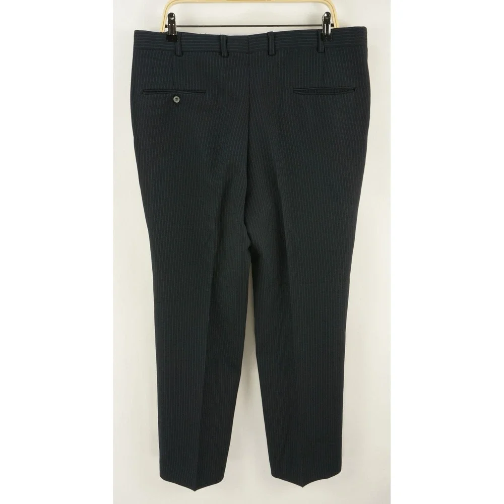 Vintage 70s US Union Made Performance Trousers Mens 36 x 30 Blue Striped Stretch